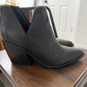 Vince Camuto Black Heeled Boots with Western Influence